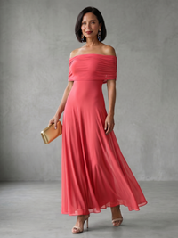 June | Abito Midi con Spalle Scoperte Drappeggiato