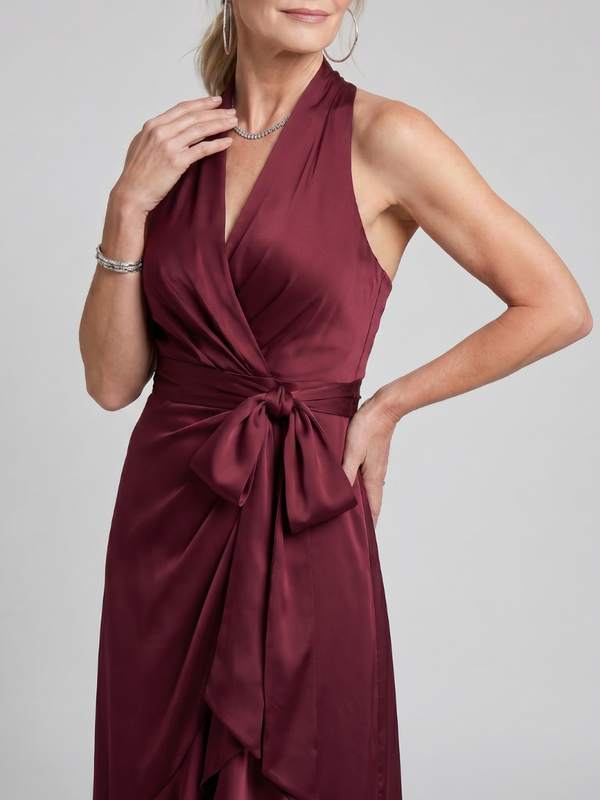 Honora | Abito Midi con Collo Halter a Portafoglio