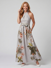 Meadow | Abito Maxi con Collo Halter Drappeggiato