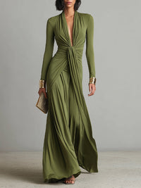 Valentine | Abito Maxi con Scollo a V con Volant