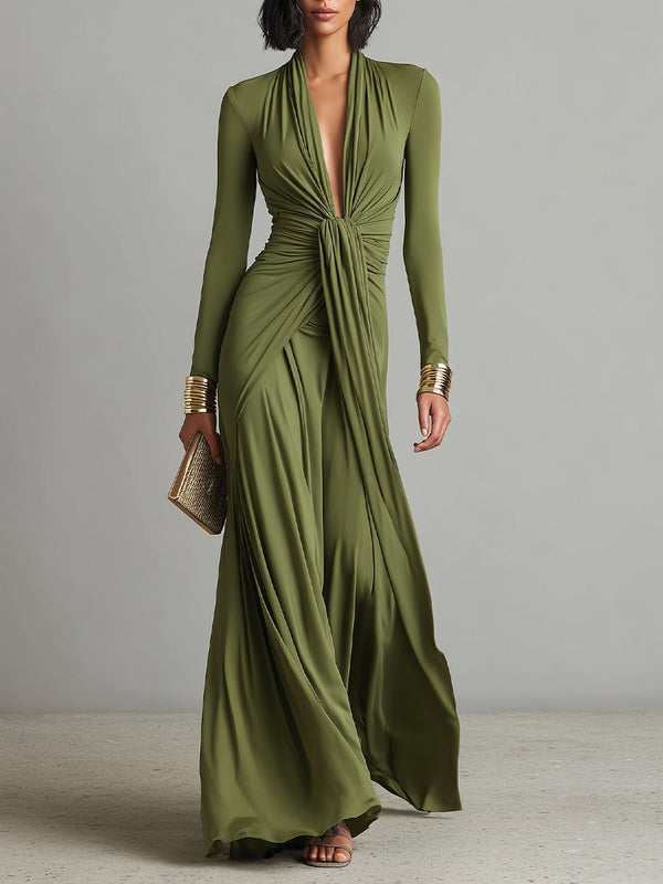 Valentine | Abito Maxi con Scollo a V con Volant