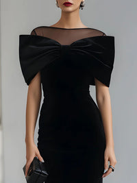 Regina | Abito Midi in Velluto Nero