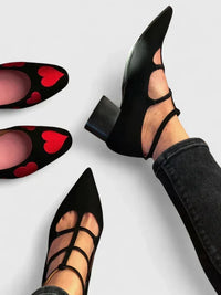 Lyn | Elegante Scarpe con Tacco Nero con Motivo Leopardato