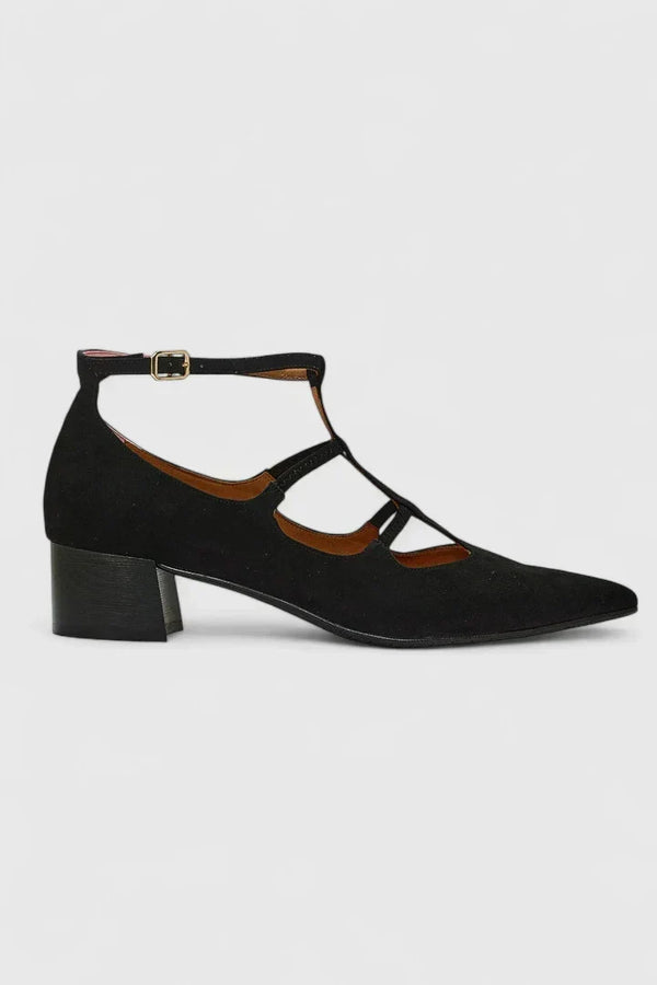 Lyn | Elegante Scarpe con Tacco Nero con Motivo Leopardato