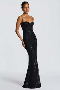 Anastasia | Abito Maxi con Motivo Floreale con Ricamo