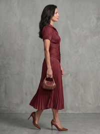 Theodora | Abito Midi a Righe Plissettato
