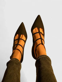 Lyn | Elegante Scarpe con Tacco Nero con Motivo Leopardato