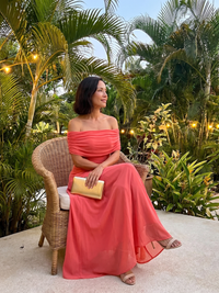 June | Abito Midi con Spalle Scoperte Drappeggiato