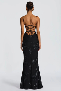 Anastasia | Abito Maxi con Motivo Floreale con Ricamo