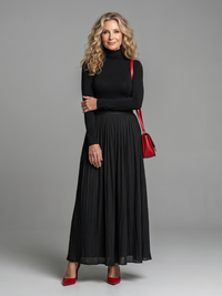 Lana | Abito Midi con Collo Alto a Maniche Lunghe