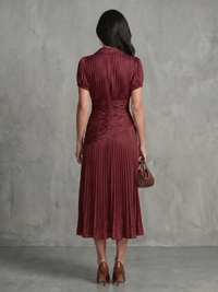 Theodora | Abito Midi a Righe Plissettato