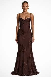 Anastasia | Abito Maxi con Motivo Floreale con Ricamo
