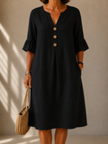 Isabelle | Abito Midi Nero con Bottoni™