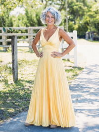 Violet & Grace | Abito Maxi con Scollo a V Plissettato