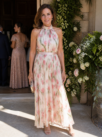 Violet & Grace | Abito Midi con Motivo Floreale con Collo Halter