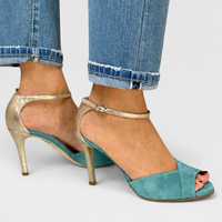 Roksana | Scarpe con Tacco in Pelle Vegana Blu