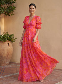 Olvera | Abito in Chiffon con Scollo a V con Spacco