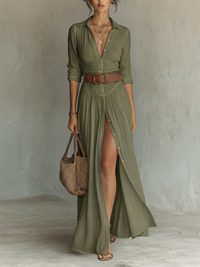 Constance | Abito Maxi a Maniche Lunghe con Colletto