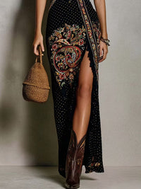 Romy | Boho Abito Nero con Scollo a V con Spacco