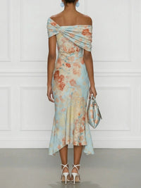 Vittoria | Abito Midi Blu con Motivo Floreale