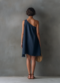 Ophélie | Abito Mini in Lino Monospalla con Frange