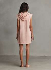 Angélique | Abito Mini in Lino con Frange con Cappuccio