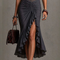 Corset Midi Dress | Prodotto in Pizzo Arricciato con Spacco