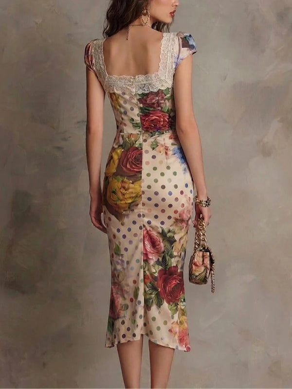 Lace Midi Dress | Abito Arricciato