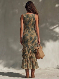 Tropical Maxi Dress | Prodotto con Volant con Spacco