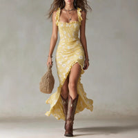 Zara | Boho Abito Maxi con Motivo Floreale con Spacco