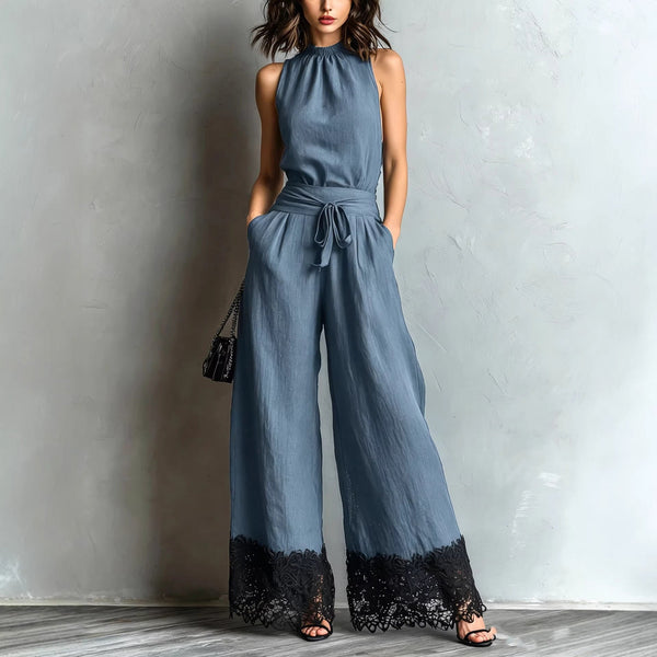 Halter Jumpsuit | Prodotto in Pizzo con Cintura