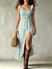 Maxi Floral Dress | Prodotto con Volant con Spacco