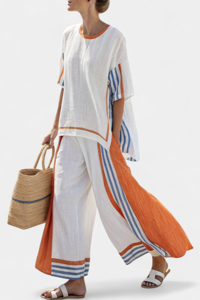 Natalia | Pantaloni da Donna in Lino a Righe