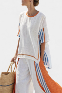 Natalia | Pantaloni da Donna in Lino a Righe