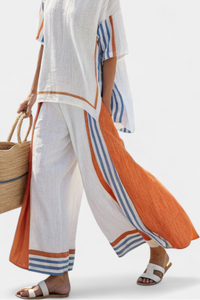 Natalia | Pantaloni da Donna in Lino a Righe