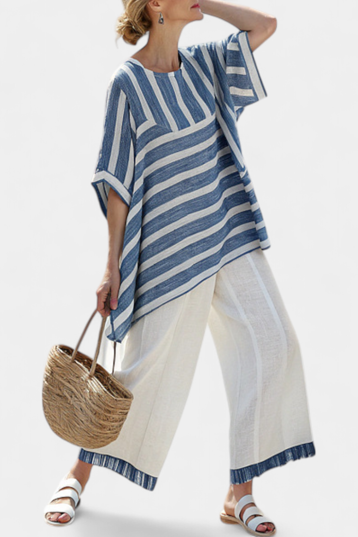 Alexa | Pantaloni da Donna Blu a Righe
