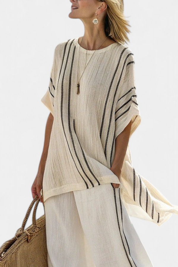 Marina | Pantaloni da Donna Avorio a Righe