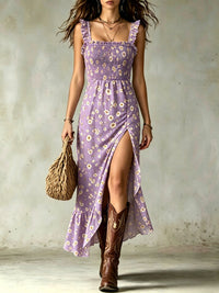 Maxi Floral Dress | Prodotto con Volant con Spacco