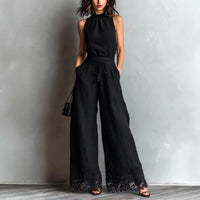 Halter Jumpsuit | Prodotto in Pizzo con Cintura