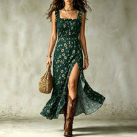 Maxi Floral Dress | Prodotto con Volant con Spacco