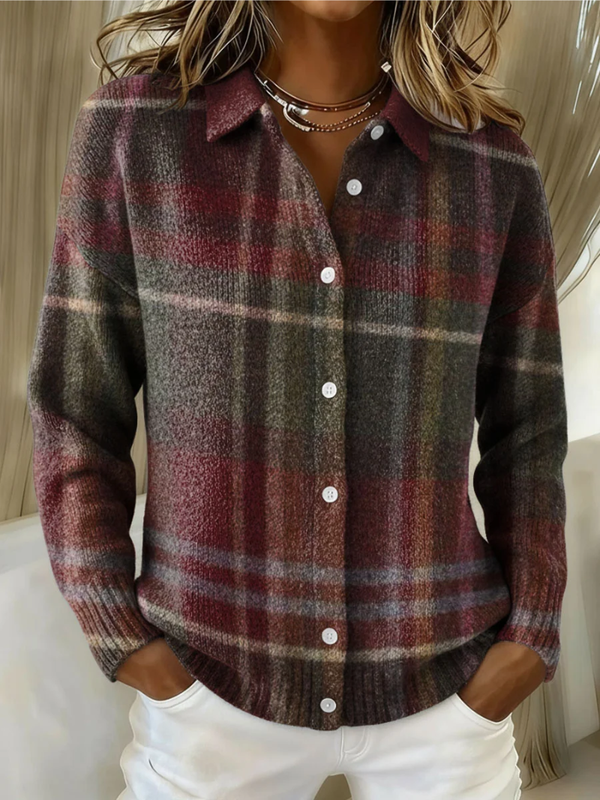 Eleanor | Classico Cardigan in Maglia a Quadri