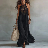 JADE | Abito Maxi in Pizzo con Collo Halter