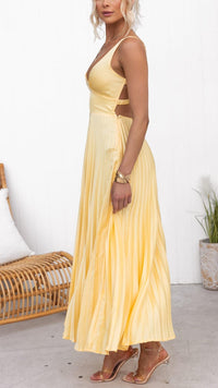 Violet & Grace | Abito Maxi con Scollo a V Plissettato