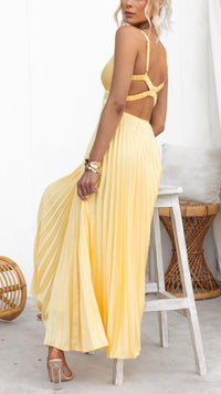 Violet & Grace | Abito Maxi con Scollo a V Plissettato