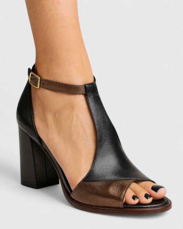 Elwira | Elegante Scarpe con Tacco in Pelle Vegana Nero
