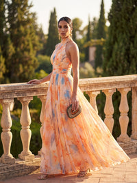 Aurora | Abito in Raso con Collo Halter