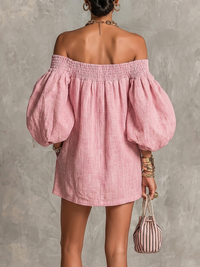 Violette | Abito Mini Rosa con Maniche a Lanterna