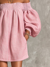 Violette | Abito Mini Rosa con Maniche a Lanterna