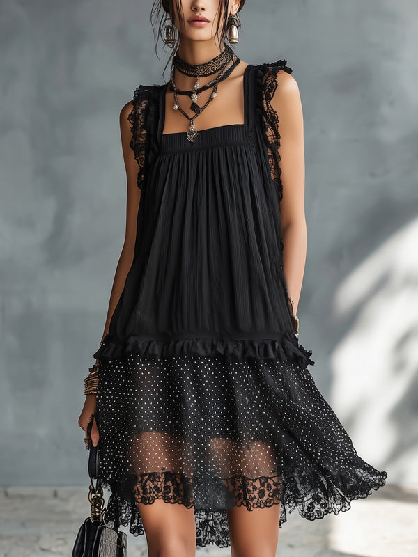 Pauline | Abito Mini in Pizzo con Volant