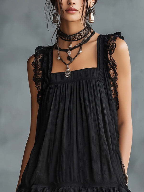 Pauline | Abito Mini in Pizzo con Volant